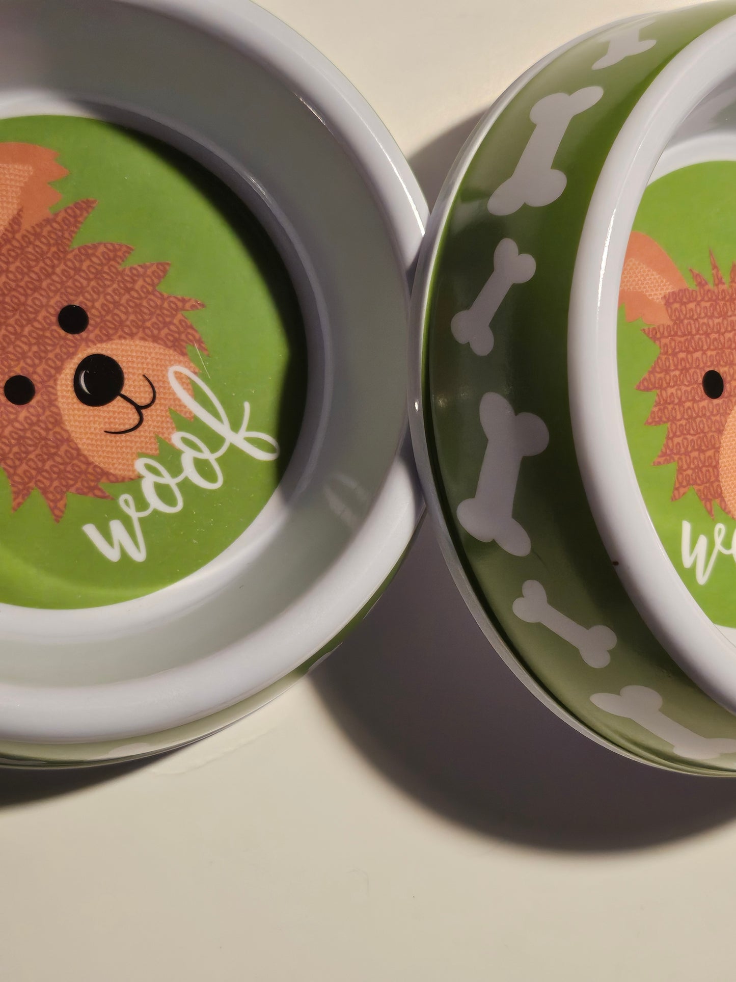 Medium dog pet feeding and watering bowls. Very cute