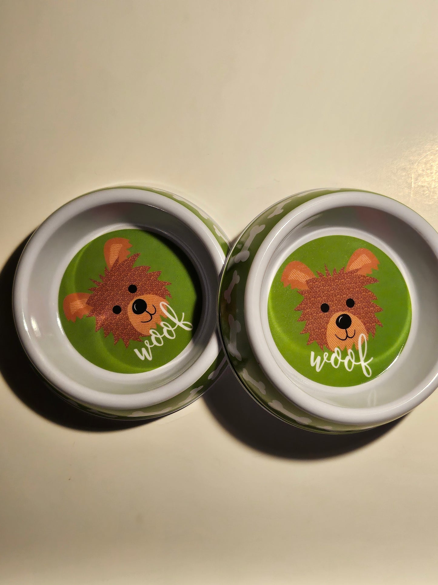 Medium dog pet feeding and watering bowls. Very cute